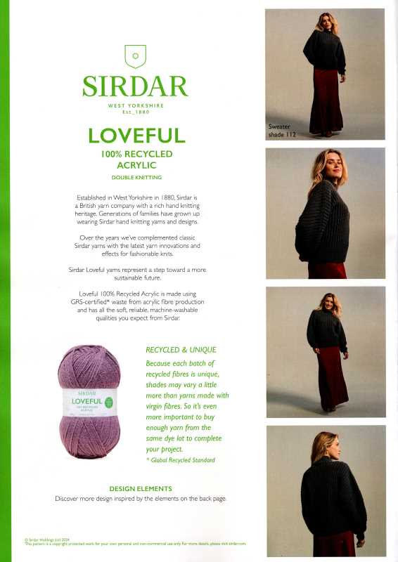 Crochet Pattern - Sirdar 10767 - Loveful DK - Ladies Sweater